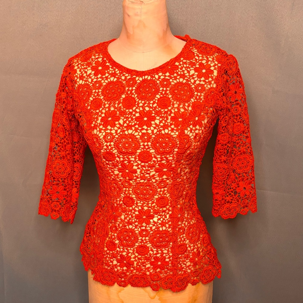 Elegant Red Lace Women Top